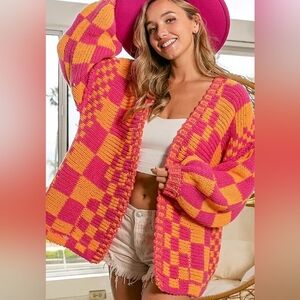 Colorful Checkered Women's Sweater